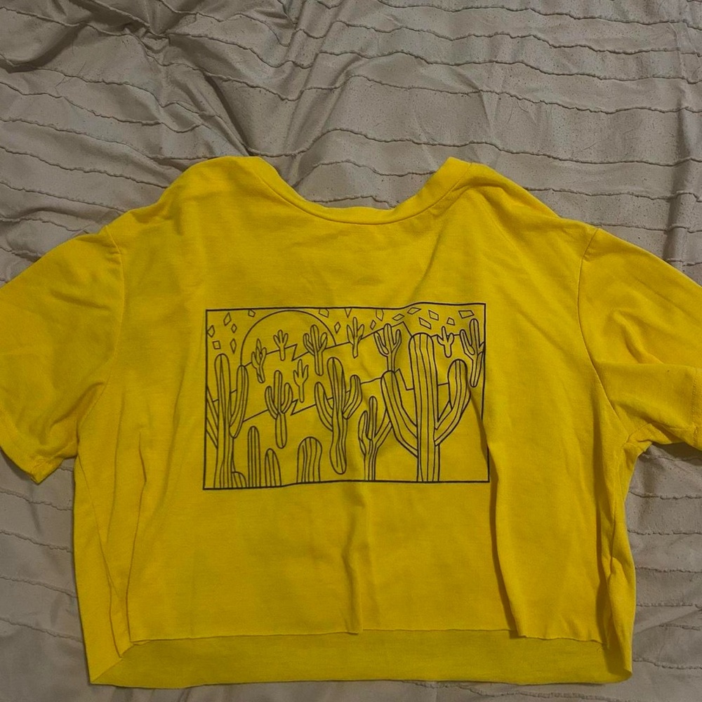 Yellow Cactus Print Crop Top